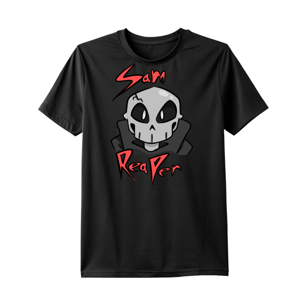 Short sleeve t shirt Sam Reaper skull design unisex